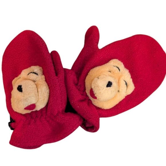 Disney Winnie the Pooh‎ Vintage red fleece mittens - Picture 1 of 4